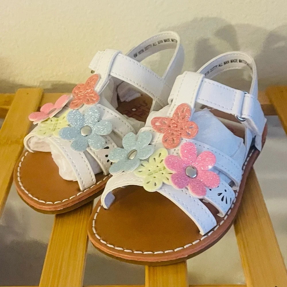 NEW…Rachel Shoes Glitter Floral Sandals